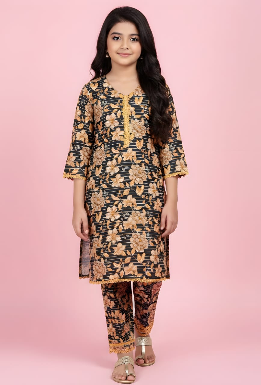 Girls Winter Cotton 2Pcs Suit GS003