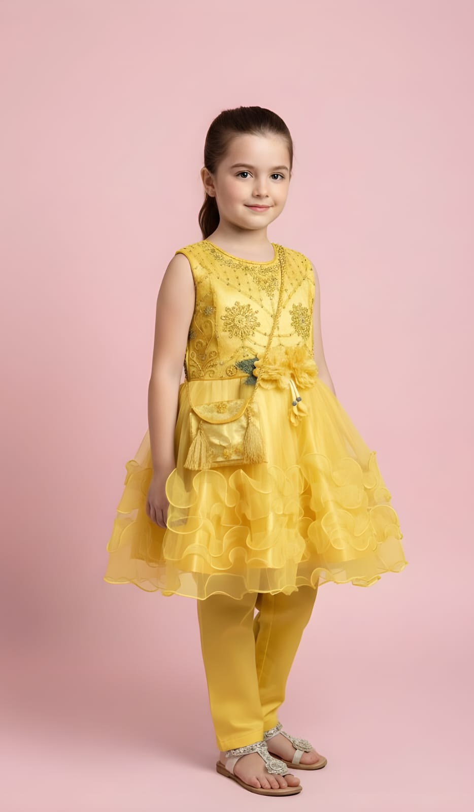 Fancy net and kattan silk frock Article GM04