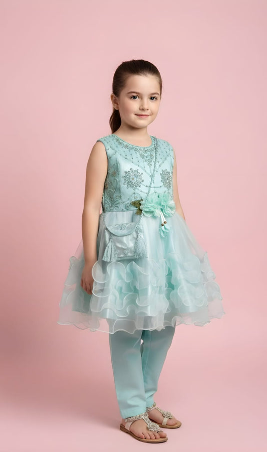 Fancy net and kattan silk frock Article GM01