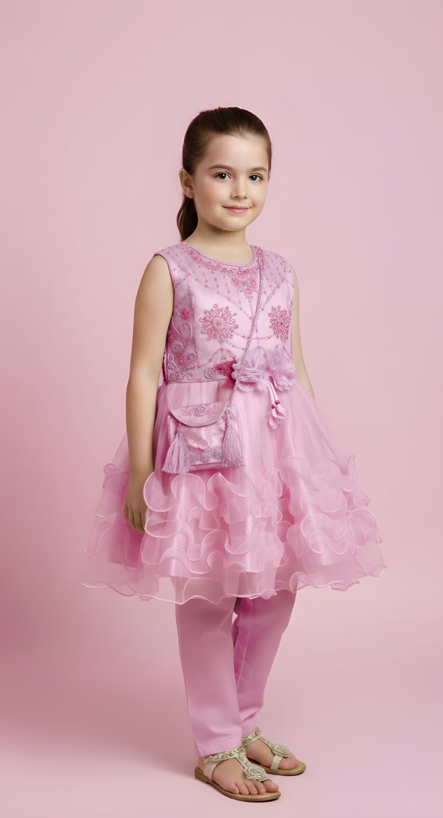 Fancy net and kattan silk frock Article GM03