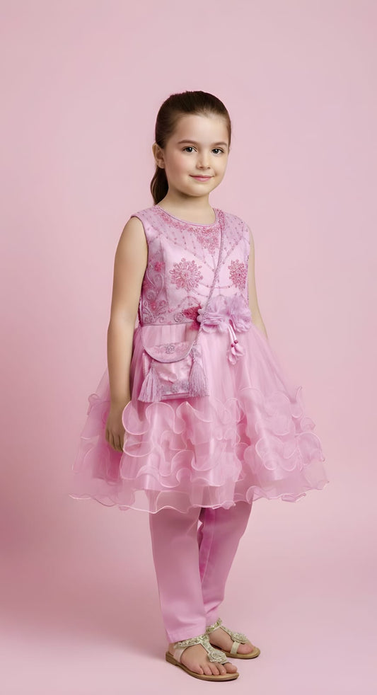 Fancy net and kattan silk frock Article GM03