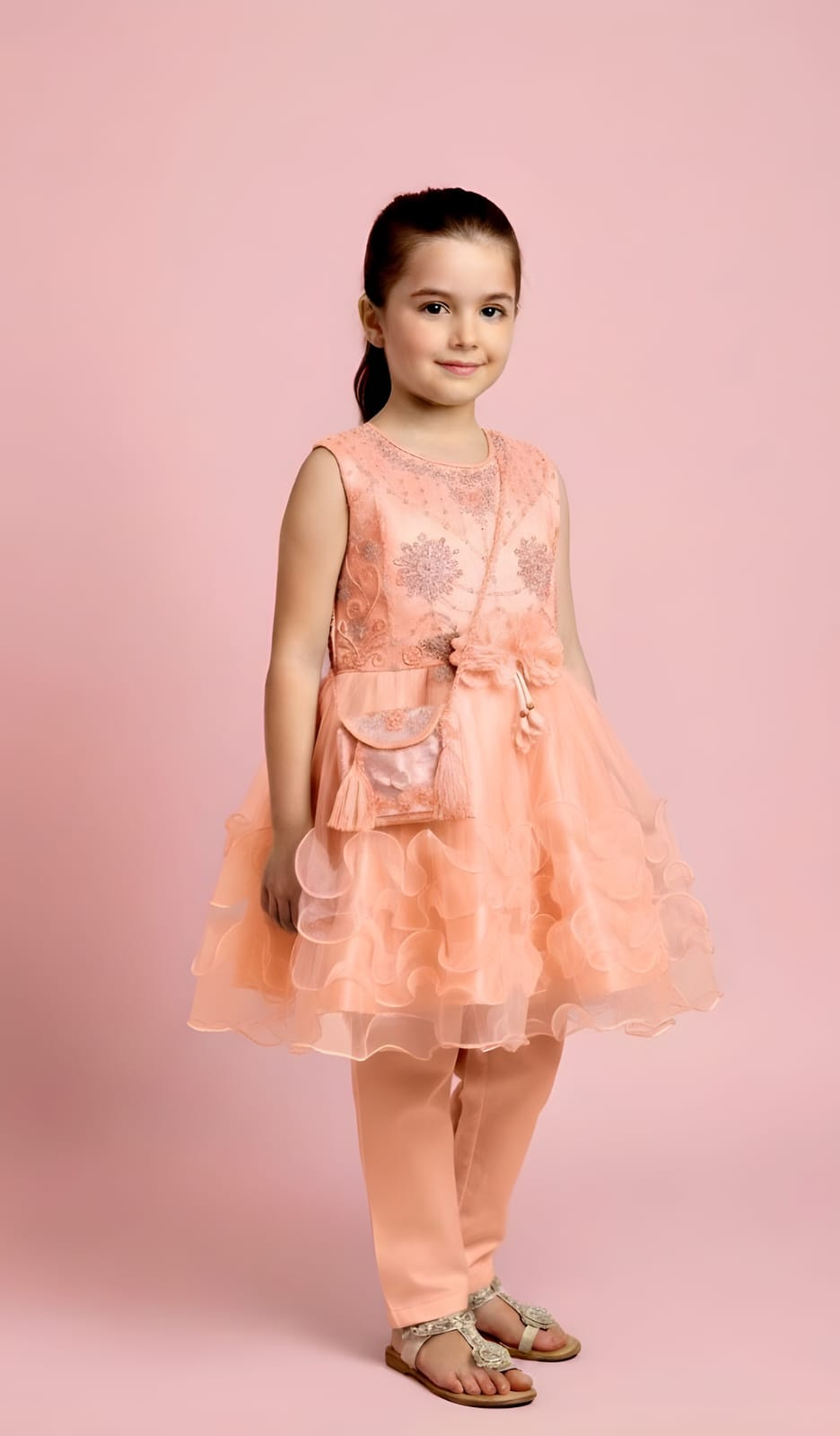 Fancy net and kattan silk frock Article GM02